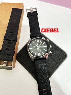 "Title: Diesel DZ4206 Men's Wristwatch   Classic Vintage Style / Genuine Leather Strap Very good condition/ Replacement Strap  ✈🎁 Fast shipping UPS Express (Europe 2-3 days) (America 3-5 days) (Australia 5-8 days) (Canada-4-8 days) VERY SPECIAL DIESEL WATCH ⌚️ Vintage Men Diesel Watch Dz-4206 Big Dial PRODUCT INFORMATION   ⌚️ Gender: Male   ⌚️ Brand: Diesel   ⌚️ Mechanism: Quartz   ⌚️ Case Diameter: 49 mm   ⌚️ Case Thickness: 12 mm   ⌚️ Case Shape: Round   ⌚️ Case Material: Steel   ⌚️ Glass Fea Designer Leather Chronograph Watch Analog, Designer Leather Chronograph Watch, Designer Leather Chronograph Watch With Subdials, Designer Leather Chronograph Watch Accessories, Designer Leather Watches With Subdials, Designer Leather Watch With Subdials, Designer Analog Leather Watch Accessories, Designer Leather Watch Accessories With Round Dial, Designer Leather Watch With Tachymeter