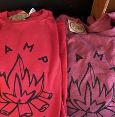 Hand printed apparel! Each piece is made to order using quality materials and eco friendly ink. Made in United States of America Red Long Sleeve Tops For Outdoor Activities, Long Sleeve T-shirt For Fall Adventure, Outdoor Long Sleeve Cotton Tops, Red Long Sleeve Top For Outdoor, Fall Hiking T-shirt With Graphic Print, Long Sleeve Graphic Print T-shirt For Camping, Casual Red T-shirt For Outdoor Activities, Red Cotton Tops For Outdoor, Fall Graphic Print T-shirt For Outdoor Activities