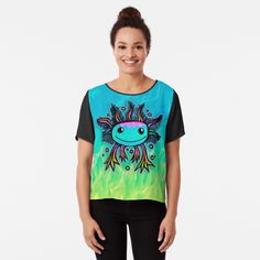 Get my art printed on awesome products. Support me at Redbubble #RBandME: https://www.redbubble.com/i/top/Axolotl-kawaii-cute-exotic-animal-by-boom-art/67916241.B7P0O?asc=u Exotic Pets, Chiffon Top, Chiffon Tops, Awesome Products, Cute Animals, Chiffon, T-shirt, Mens Graphic Tshirt