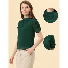 This chiffon blouse is suitable for office, work, or anywhere requiring formal wearing, easy-to-match skirts, jeans, or any pants. Perfect for daily wear, party, birthday, cocktail, work, offices, formal & informal events, and more. With the soft material for an easy and comfortable wearing experience, This basic chiffon solid blouse is elegant looking, stylish, and feminine. Machine Wash Cold with Like Colors and DO NOT BLEACH. Solid Chiffon Tops For Work, Solid Chiffon Blouse For Office, Green Chiffon Tops For Workwear, Green Chiffon Tops For Work, Chiffon Blouse For Work, Green Chiffon Blouse For Work, Fitted Chiffon Tops For Work, Casual Chiffon Blouse For Office, Elegant Polka Dot Blouse For Work