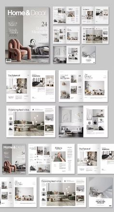 the interior design brochure is shown in white and grey colors, with an image of