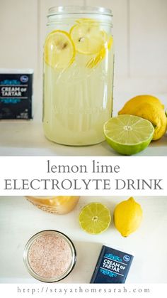 lemon lime electrolyte drink in a mason jar