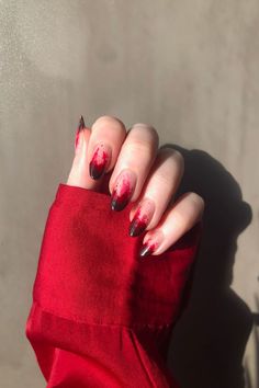 Red Nails Halloween, Blood Nails, Halloween Nail Ideas, October Nails, Burgundy Nails, Nails Halloween, Hair Tattoos, Nails Red, Soft Nails