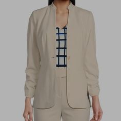 Brand New Without A Tag Calvin Klein Jacket Cream Color 8 Petite Elegant Calvin Klein Business Casual Outerwear, Elegant Calvin Klein Outerwear For Office, Elegant Calvin Klein Office Outerwear, Elegant Long Sleeve Calvin Klein Blazer, Elegant Calvin Klein Career Outerwear, Spring Calvin Klein Business Casual Outerwear, Elegant Calvin Klein Outerwear For Career, Calvin Klein Spring Business Casual Outerwear, Calvin Klein Long Sleeve Career Blazer