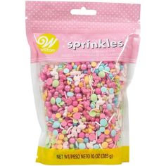 pink and yellow sprinkles in a bag