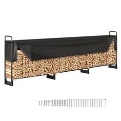 PRICES MAY VARY. Large Storage Space: The firewood rack stores 3/4 cord of firewood and bears 881.8 lbs/400KG. Dimensions: 152" x 14.2" x 46.1", fits on porch, garden, deck, under eaves, terrace, yard, etc. Tough Material: Made of 1.2 mm thick steel pipe with double layer powder coating, rust resistant and durable. The log rack cover is made of sturdy 600D Oxford fabric; UV resistant coating prevents firewood from burning or cracking in summer, the waterproof PU layer keeps the logs dry. Ventila Fireplace Patio, Outdoor Firewood Rack, Firewood Racks, Patio Indoor, Wood Storage Rack, Log Storage, Firewood Holder, Ventilation Design, Firewood Rack