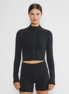 BUTTER LIMIT ZIP-UP | Aritzia Aritzia Jacket, Goth Y2k, Poplin Dress, Fairy Grunge, Mock Neckline, Bra Tops, The Golden, Zip Up, Crop Tops Women