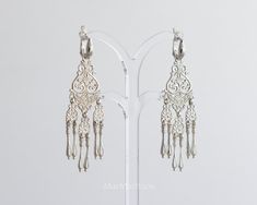 Unique Wedding Earrings, Silver Chandelier Earrings, Silver Chandelier, Floral Ornament, Chandelier Earrings, Unique Weddings, Online Jewelry