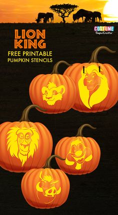 the lion king pumpkin stencils are on display