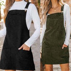 Step out in style with our Corduroy Overall Dress, a versatile piece that offers a comfortable and durable fit. Featuring adjustable straps and a convenient front pocket, this dress is not only trendy but also practical. Available in three stunning colors, this TTS fit is perfect for the upcoming fall and winter seasons. Don't miss the chance to elevate your wardrobe with this must-have fashion staple! eta 2 weeks Features: Adjustable Straps Front Pockets Corduroy Fabric Versatile Soft and Comfy Casual Corduroy Dress With Pockets, Casual Corduroy Pinafore Dress For Fall, Sleeveless Cotton Suspender Dress With Pockets, Corduroy Overall Dress, Corduroy Fabric, End Of Season Sale, Decorating Blogs, Overall Dress, Holiday Collection