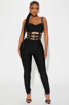 Available In BlackBandage Jumpsuit Adjustable Spaghetti Strap V Neck Belted Detail Padded Cup Cut Out Hidden Back Zipper Stretch Legging 90% Polyester 10% Spandex Imported Bandage Jumpsuits, Stretch Leggings, Wedding Night, Black Jumpsuit, Jumpsuit Dress, Off Shoulder Dress, Fashion Nova, Date Night, Jumpsuit Romper