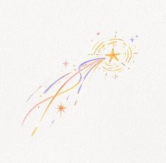 a watercolor drawing of a star being blown by a firecracker on white paper