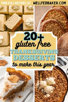 A photo collage of four gluten free thanksgiving desserts. Desserts No Bake, Vegan Thanksgiving Dessert, Modern Recipes, Gluten Free Holiday, Gluten Free Thanksgiving, Thanksgiving Food Desserts, Gluten Free Sweet