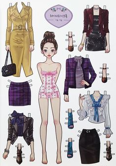 a paper doll with clothes and shoes on it