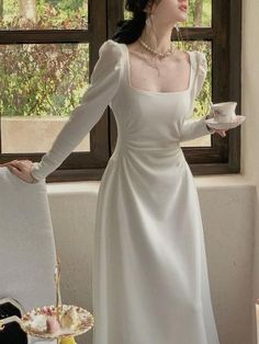 https://llyge.com/products/autumn-new-women-elegant-black-white-dress-long-sleeve-party-vestidos-one-piece-slim-spring-clothes?utm_source=idealPin Bd Dress, White Dress Long Sleeve, White Dress Long, Gaun Koktail, Istoria Modei, Anak Haiwan, Midi Party Dress, White Long Sleeve Dress, Dress Women Elegant