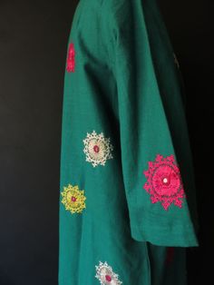 Work Blouse Hand Designs, Embroidered Rainbow, Kutch Work Designs, Yellow Embroidery, Hand Embroidery Dress, Embroidery On Kurtis, Trendy Shirt Designs