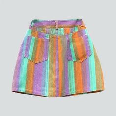 Introducing our mini colorful women's denim skirt from the 2024 Summer Collection the perfect blend of y2k mode and vibrant colors!Why You Need This Skirt in Your WardrobeThis skirt is a must-have for anyone looking to make a statement with their fashion choices. With its y2k mode and rainbow-print design, it will instantly elevate your outfit and make you stand out from the crowd. The mid-waist fit, zipper & button closure add to its functionality and make it a comfortable and stylish choice fo Womens Denim Skirts, Toned Women, Rainbow Print, Y2k Style, Trend Setter, Denim Women, Summer Collection, Color Patterns, Orange Color