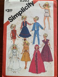 an old fashion sewing pattern for children's dresses and skirts, with the words simpliciity written on it