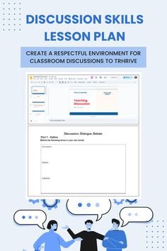 an image of a lesson plan with people talking to each other and one person pointing at the