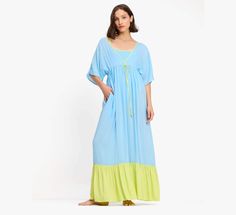 Yes the pool deck is also your catwalk. So strut to the snack bar in this colorblocked cover-up dress. | Kate Spade Colorblock Midi Cover Up Dress, Spring Water - Large Color Block Maxi Dress For Vacation, Green Color Block Dress For Vacation, Casual Color Block Maxi Dress For Beach, Casual Pool Dress For Spring, Casual Spring Pool Dress, Casual Dresses For Pool In Spring Season, Casual Dresses For Pool During Spring Season, Casual Spring Dresses For Pool, Spring Maxi Dress For Pool