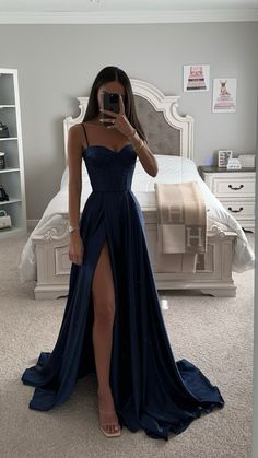 Maxi  Corset  A line  Slit  Lace back Prom Dresses Elegant, Party Kleidung, Prom Dress Inspiration, Cute Prom Dresses