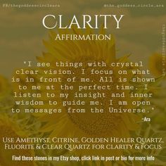 a sunflower with the words clarity affirmation