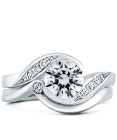 Whirlwind Engagement Ring with Wedding Band - Mark Schneider Design