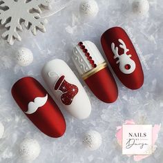 Xmas Nail Art, Christmas Gel Nails, Nail Art Designs Videos, Christmas Nails Acrylic, Festival Nails, New Year's Nails, Xmas Nails, Christmas Nail Designs, Christmas Nail