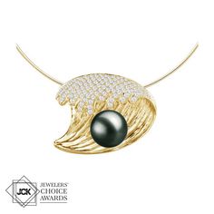 Tahitian Pearl Nalu Pendant Pendant Island by Koa Nani Deep Emotions, Peacock Green, French Polynesia, Nalu, Wave Design, Tahitian Pearls, Pearl Diamond, The Pearl, Pave Diamonds