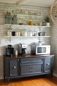 there is a coffee bar in the kitchen