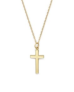 Bloomingdale's - 14K Yellow Gold Cross Necklace, 18" - 100% Exclusive Classic 14k Gold Necklaces, Classic 14k Gold Hallmarked Necklace, 14k Yellow Gold Cross Pendant Jewelry, Classic Yellow Gold Necklace Stamped 14k, Classic Yellow Gold 14k Stamped Necklaces, Classic Gold-tone Pendant Jewelry, Classic 14k Stamped Yellow Gold Necklace, Formal Cross Necklace With Polished Finish, Classic Cross Necklace For Formal Occasions