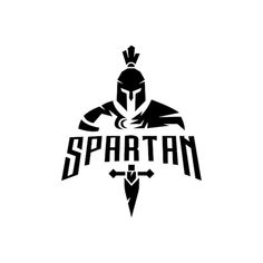 the spartan logo is shown in black and white