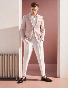 Embracing spring pastels, Clément Chabernaud dons suiting by Zara. Zara Spring, Look Rose, Future Dreams, Mens Fashion Photography, Mens Fashion Streetwear