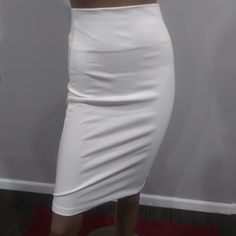 Fashionable High Waist Skirt Trendy Stretch Midi-length Bottoms, Chic White Knee-length Pencil Skirt, Chic Solid Color Pencil Skirt For Summer, Elegant High Waist White Pencil Skirt, Elegant White High-waist Pencil Skirt, Elegant Stretch Mini Skirt For Day Out, Solid Color Pencil Skirt For Day Out, Chic High Waist Stretch Skirt, White Knee-length Pencil Skirt For Party