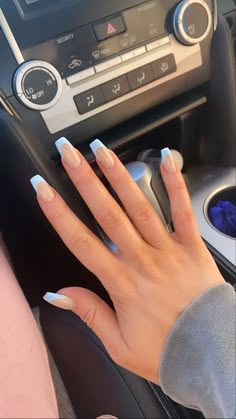 Cute Classy Nails Summer, Summer Nail Inspo Coffin Long, Acrylic Nail Designs Coffin Simple, Nail Ideas Simple Coffin, Light Blue French Tip Nails Coffin, Square Oval Acrylic Nails, Colorful French Tip Nails Coffin, Nail Inspo Summer Coffin, Nails Acrylic 2023 Trend