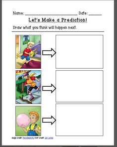 the worksheet for making a predicatetion with pictures and words on it