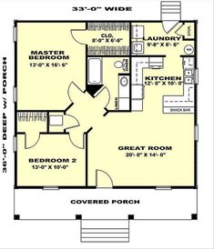 the floor plan for a small house with two bedroom and an attached bathroom, which is also