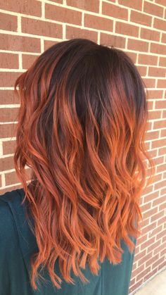 Red Hair Color With Shadow Root, Red Head With Shadow Root, Light Brown Balayage With Red Tones, Copper With Dark Roots Hair, Dark Red Hair Color Ombre, Red Hair With A Shadow Root, Colorful Bridal Hair, Light Brown Hair With Red Ombre, Dark Ginger Ombre Hair