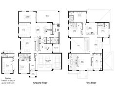 two story house plans with first floor and first floor in the same area, one bedroom is