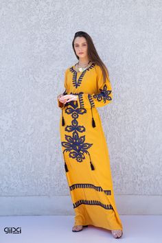 "**Note : The kaftan in the video is a different color of the exact same Kaftan and is only displayed to show the fit, flow, and cut of the Kaftan. You will receive the one in the pictures.** This Kaftan maxi dress is ideal to wear for any casual occasion. Whether a wedding, gathering, taking a trip down the shopping lane, or home-based kitty parties, or about anything else, wearing this dress will make you feel classy and comfortable.  The perfect house dress for lounging or having a coffee in Wedding Gathering, Summer Kaftan, Embroidered Kaftan, Kaftan Maxi Dress, Perfect House, Beautiful Curves, House Dress, Beautiful Morning, Kaftan Dress