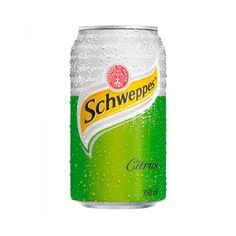 a can of schweppe beer with water droplets on the top and bottom