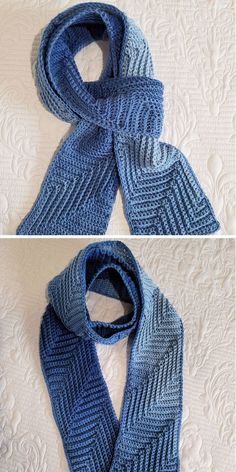 two pictures show the same blue scarf