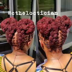 Long Lasting Loc Styles, Women Dread Styles, Red Head Braids, Womens Loc Styles, Braided Locs Styles For Women, Locs Updo Styles, Red Locs Black Women, Dreadlock Styles For Women Black Locs