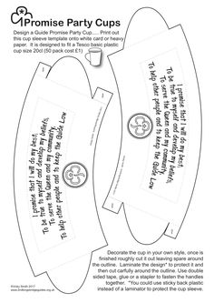 an image of a paper cut out of the back of a party cup with instructions to make