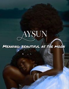 a woman in a wedding dress hugging another woman with the caption saying meaning beautiful as the moon