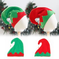 Bell Pendant Elf Hat Festive Christmas Elf Hat with Color Matching Little Bell Pendant Winter Cap Elf Cap, Christmas Elf Hat, Christmas Party Hats, Christmas Party Photo, Bell Decorations, Holiday Hats, Elf Hat, Winter Cap, Bell Pendant