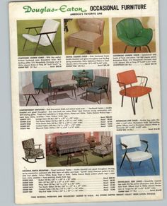 an advertisement for the douglas - eaton furniture company, with pictures of chairs and couches