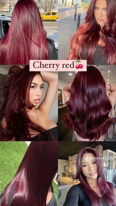 Cute Red Hair Styles, Hair For Darker Skin Tone, Color Red Hair Ideas, Pretty Hair Dye Colors, Intense Cherry Red Hair, Red Hair On Asian, Red Hair On Pale Skin, Foxtail Hair Color, Dark Color Hair Ideas