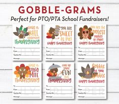 printable gobble - grams for ptota school fundraisers with thanksgiving turkey