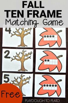 the fall ten frame matching game for preschool